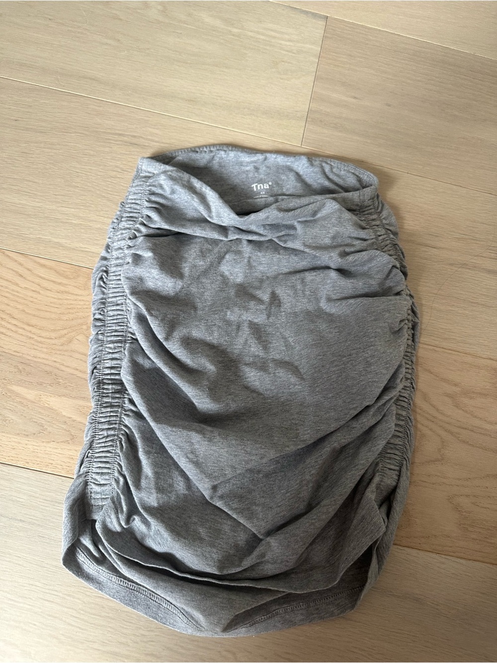 Aritzia Grey Ruched Mini Skirt